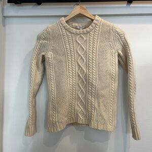 Cream Madewell cable knit 100% merino wool sweater medium